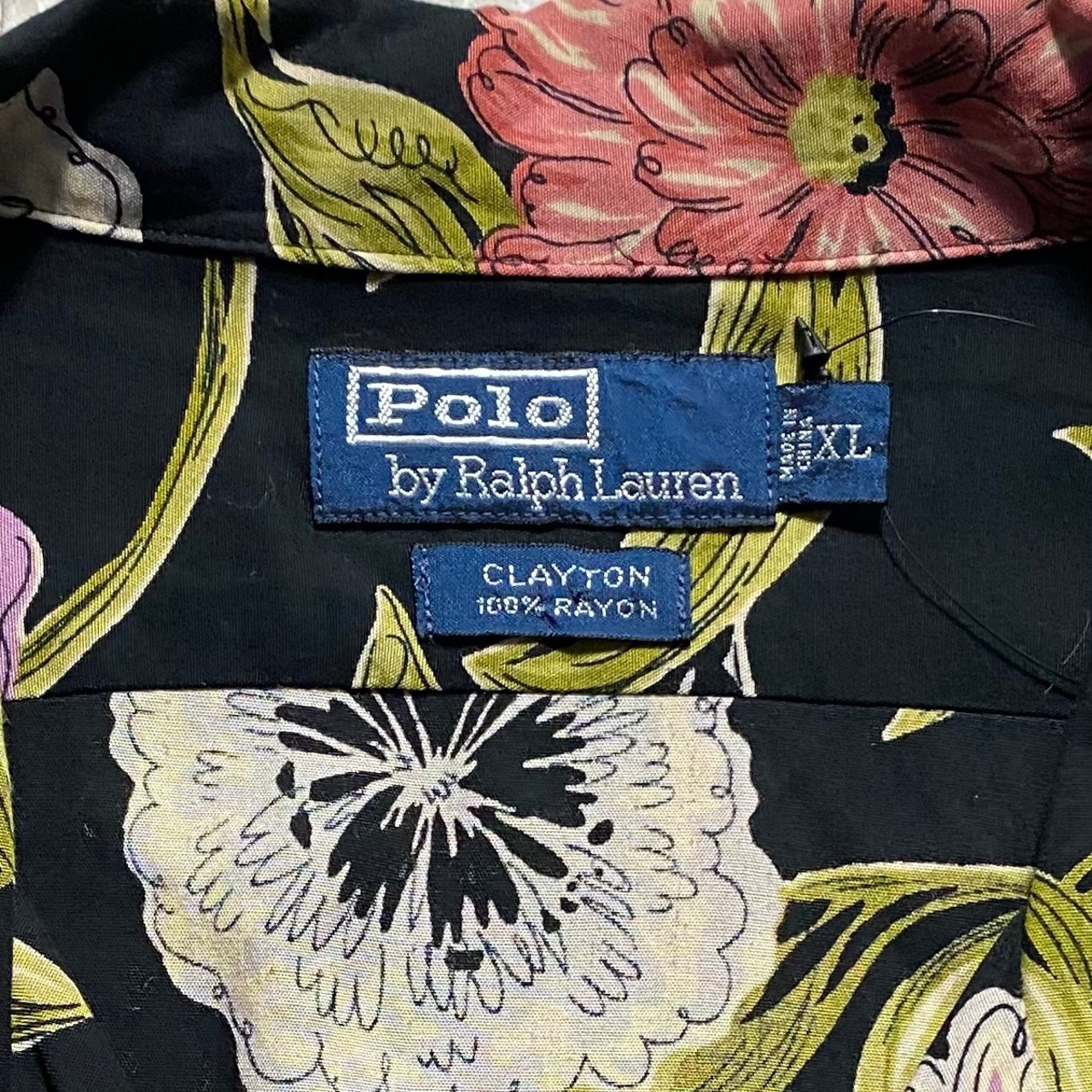 vintage POLO by RALPH LAUREN black rayon hawaiian shirt “CLAYTON”