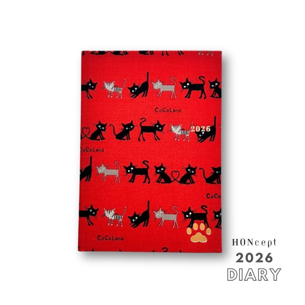 【2026ダイアリー】Diary CATS（ねこシリーズ）CoCo Land ハートフルキャット レッド