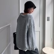 スキッパーオーバーKnit/ライトグレー