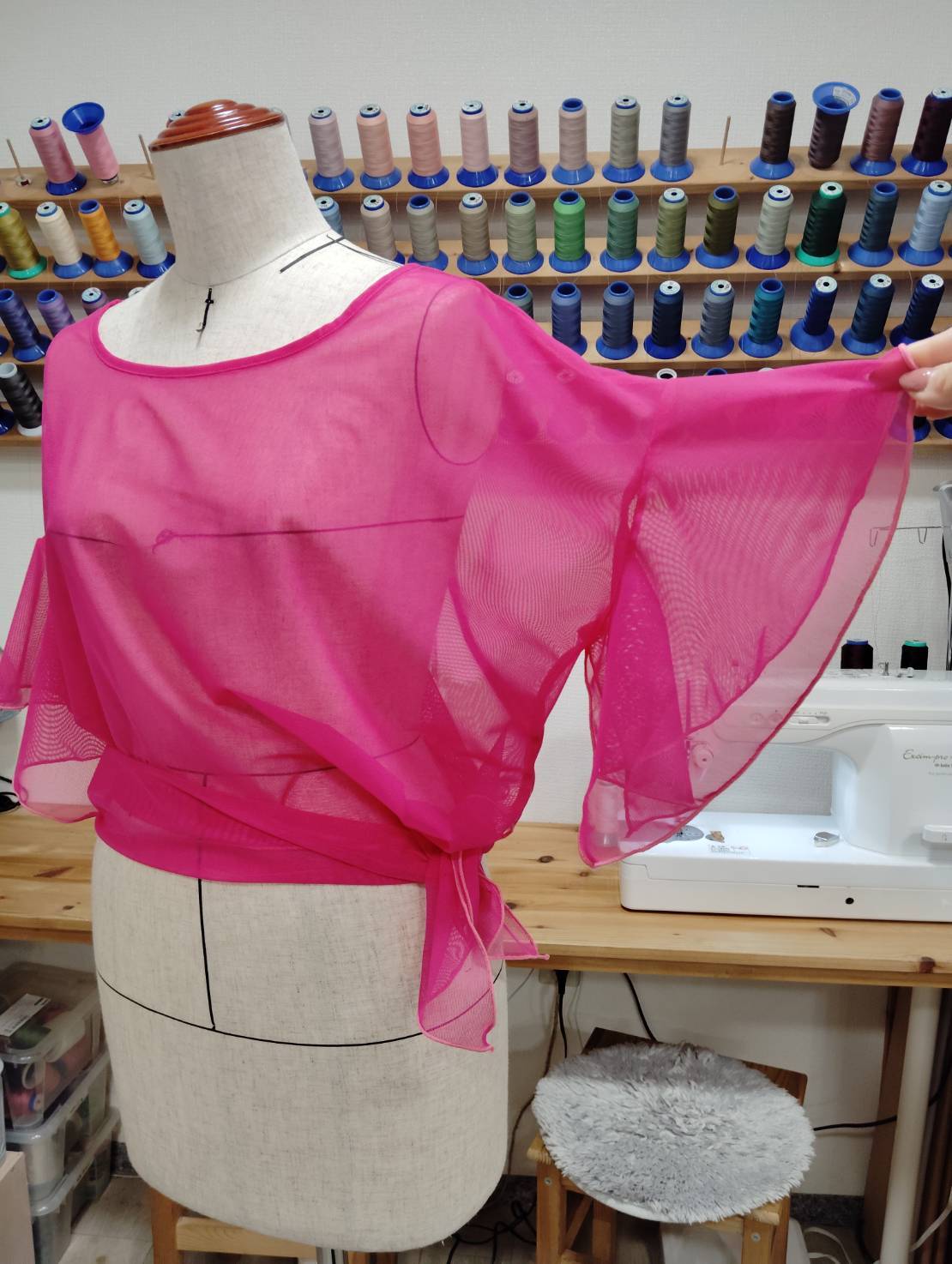 メッシュトップ【フレアースリーブタイプ】