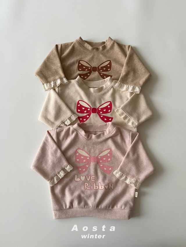 【取寄】aosta｜love ribbon sweatshirt｜ラブリボンスウェット｜S-XXL｜baby&kids｜25 winter