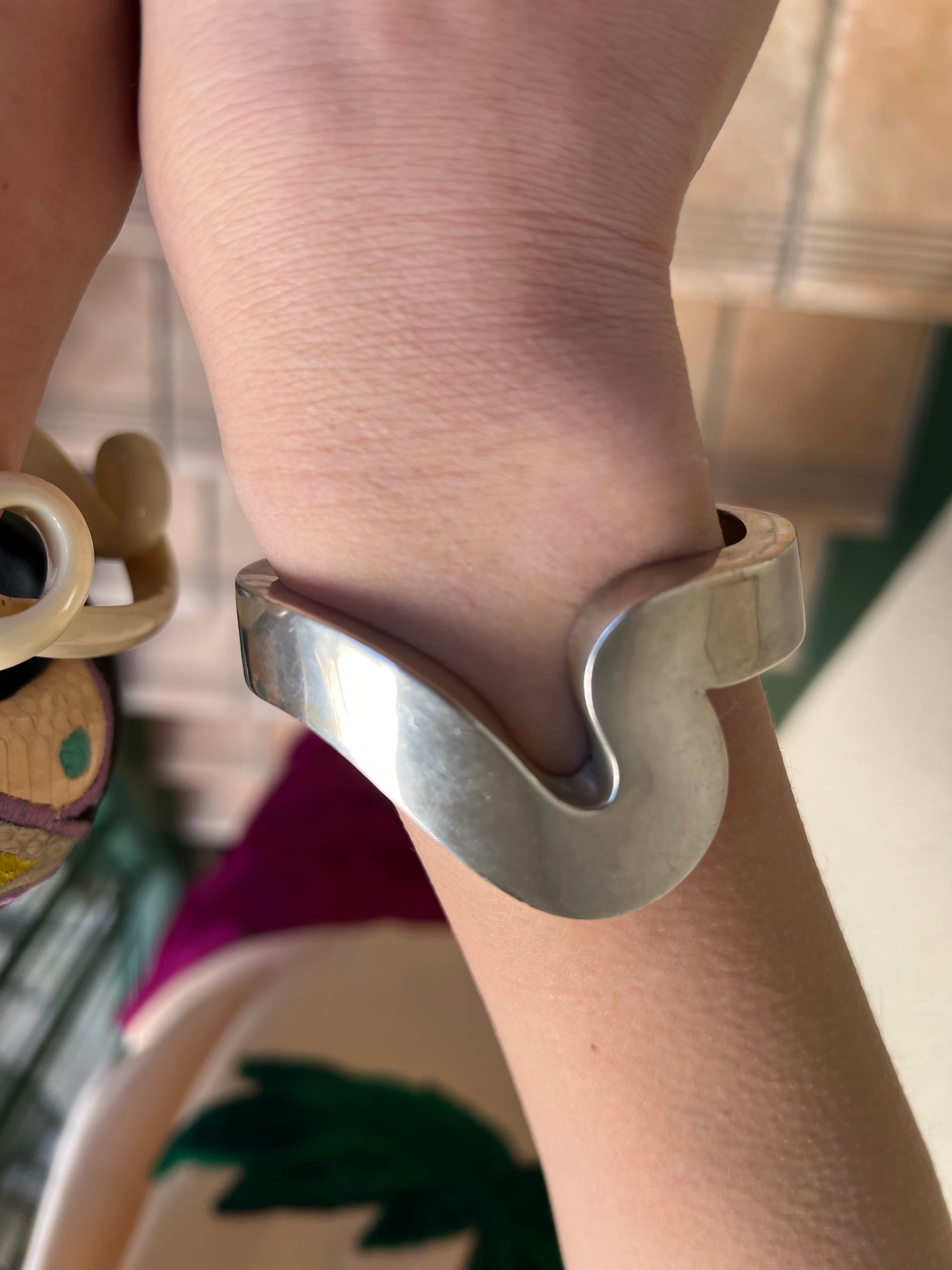 Vintage designer's 925 silver wave bangle ( ヴィンテージ