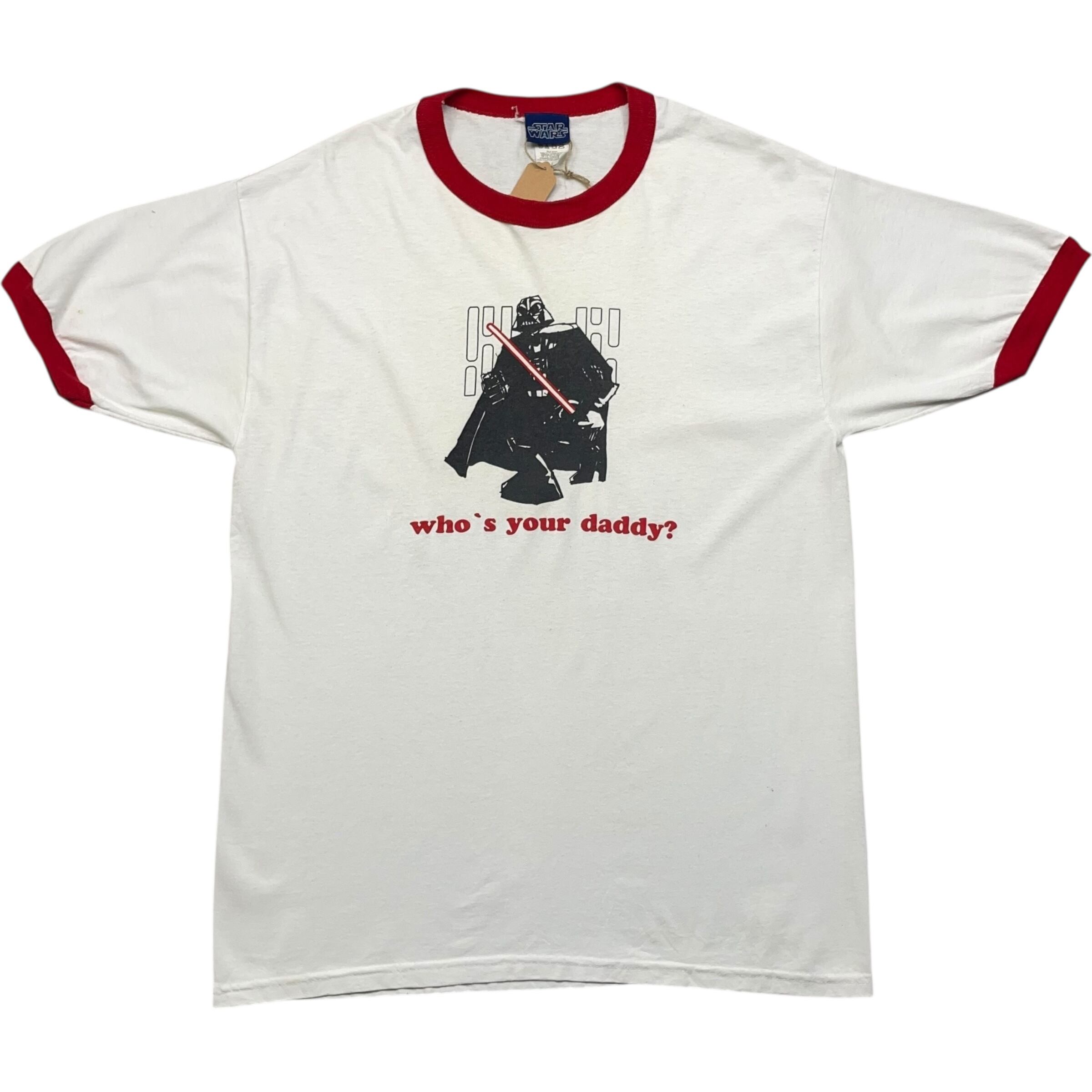 《L》 STAR WARS スターウォーズ ムービーTシャツ リンガーTシャツ ダース・ベイダー プリント ホワイト 90年代〜 no.7858