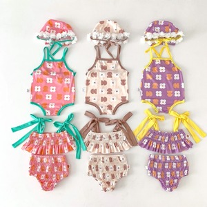 【水着】可愛い花柄スクールロンパース