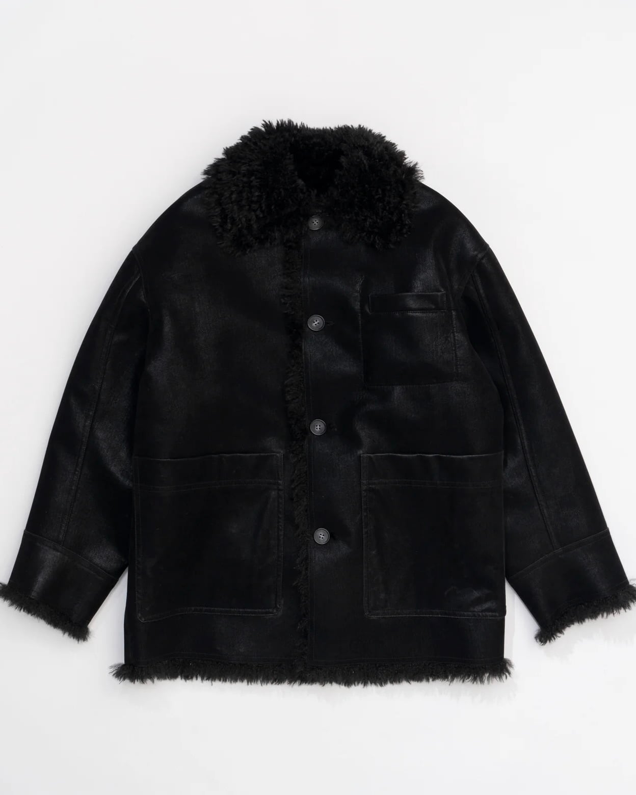 MAISON SPECIAL】Reversible Vegan Leather Mouton Blouson | idealclasse