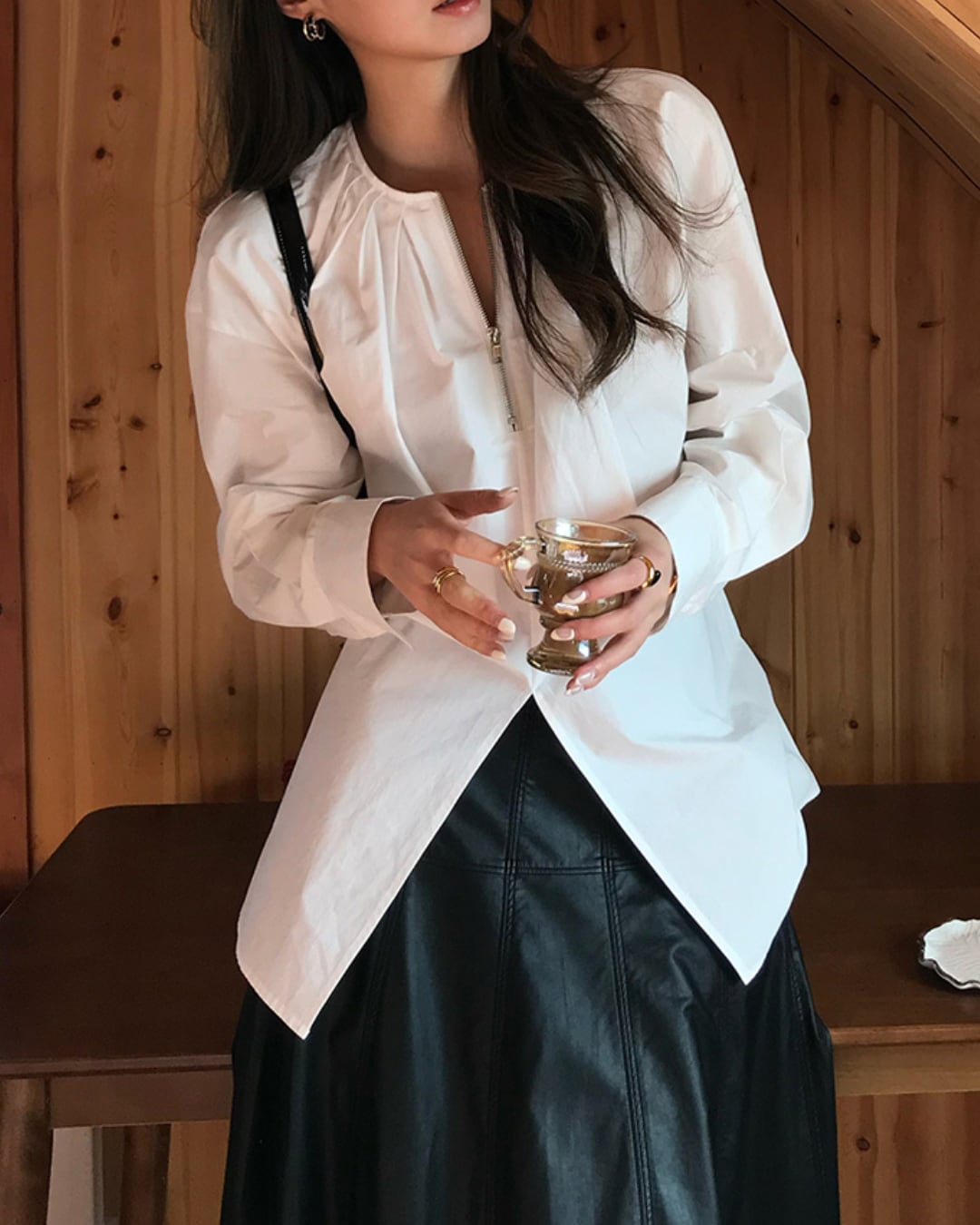 コットンジップブラウス A25223