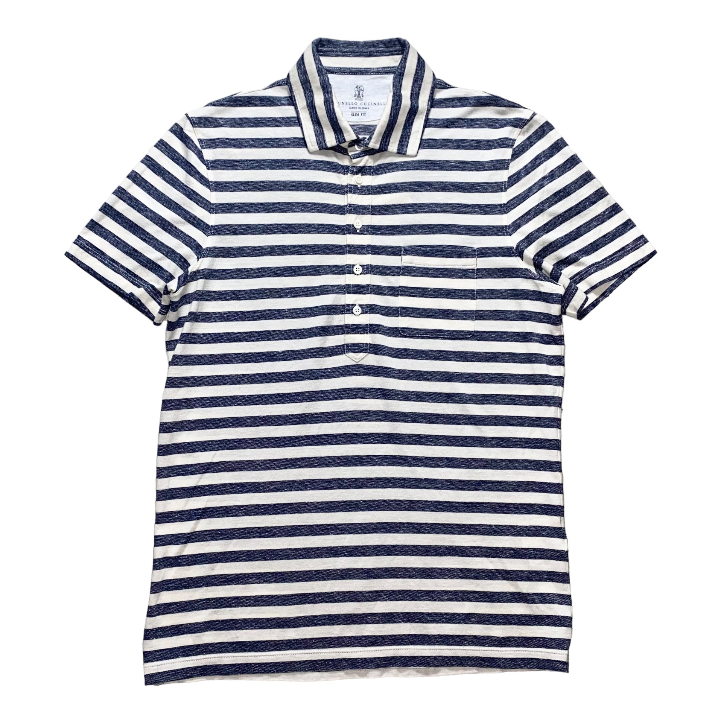 BRUNELLO CUCINELLI ボーダー ポロシャツ BRUNELLO CUCINELLI cotton × linen border polo shirt | NOIR ONLINE