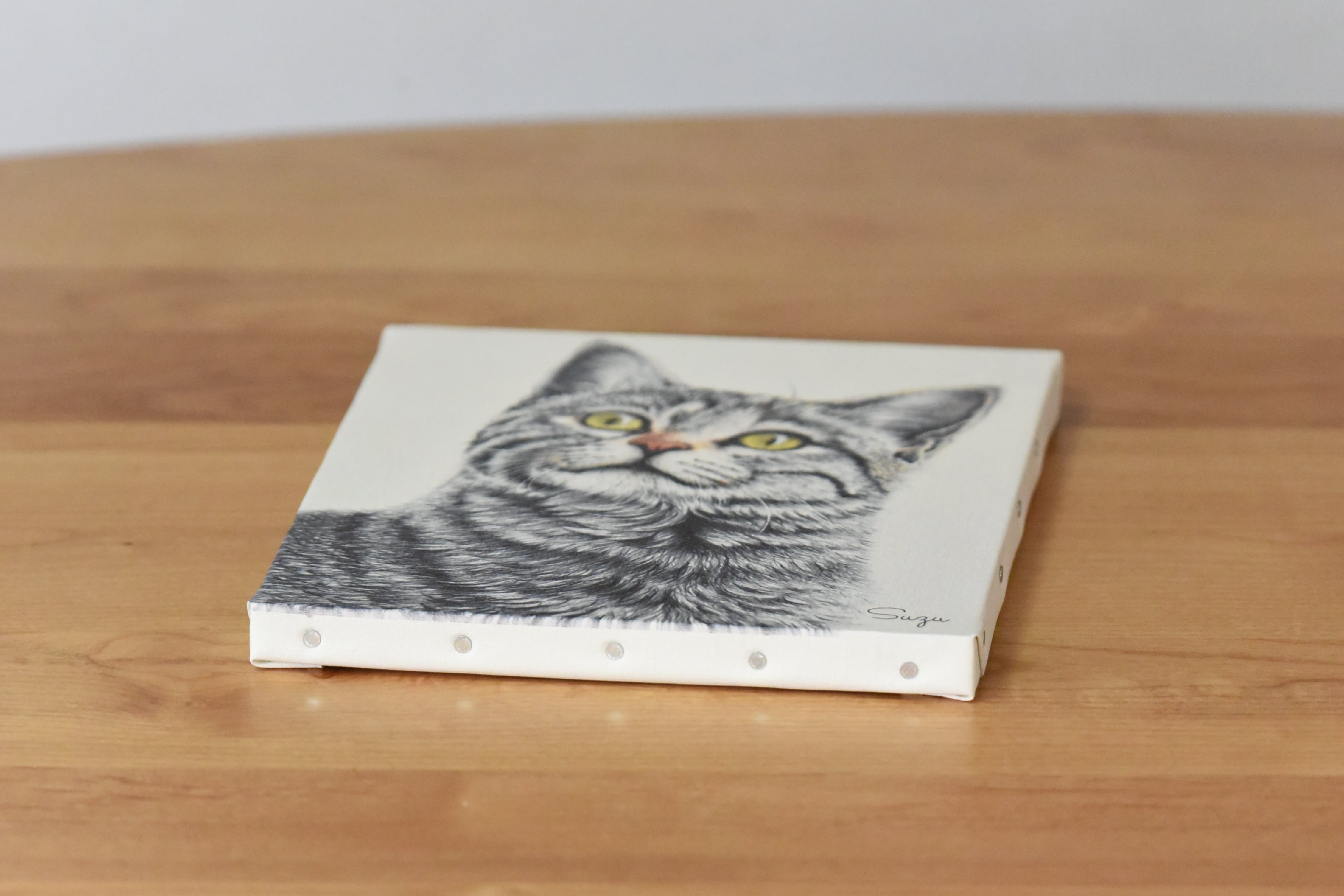 色鉛筆画猫_縦［F3号キャンバスプリント複製］