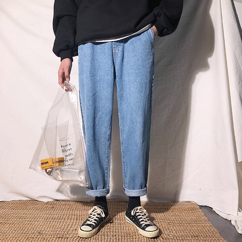 全1色 デニム パンツ ストレート カジュアル ワイド 無地