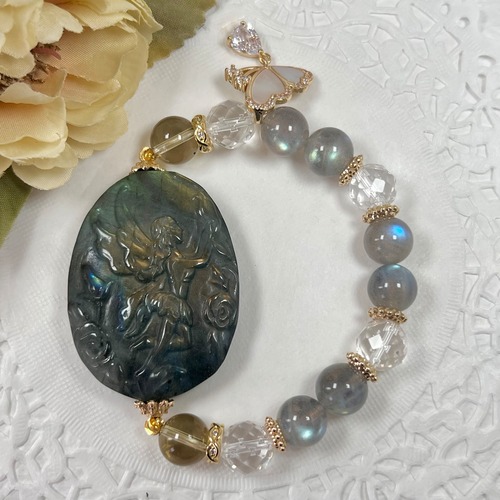 【ラブラドライト 天使 ブレスレット】‪‪❤︎‬送料無料❤︎天然石 パワーストーン