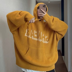 Retro Hooded Knit Sweater Jacket – Loose Slouchy Fit (FD053)