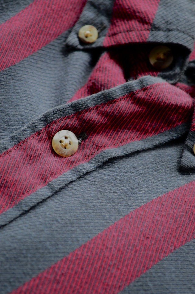 1990's Herringbone Print Cotton Gauze Stripe Shirt by Wrangler PB Brand RN53894 ラングラー 90s オールドプライベートブランド