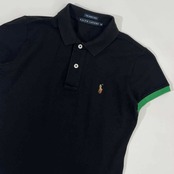 90s 00s RALPH LAUREN ラルフローレン THE SKINNY POLO ストレッチ 半袖 ポロシャツ M /黒 ブラック/インパクト21
