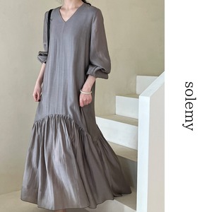 Tiered long dress in 2 colors S1473