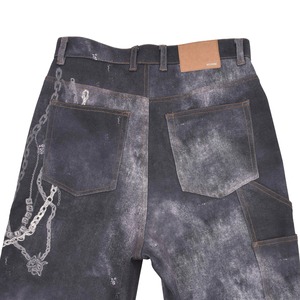 【WE11DONE】BLACK MENS TROMPE L'OEIL DENIM CARPENTER