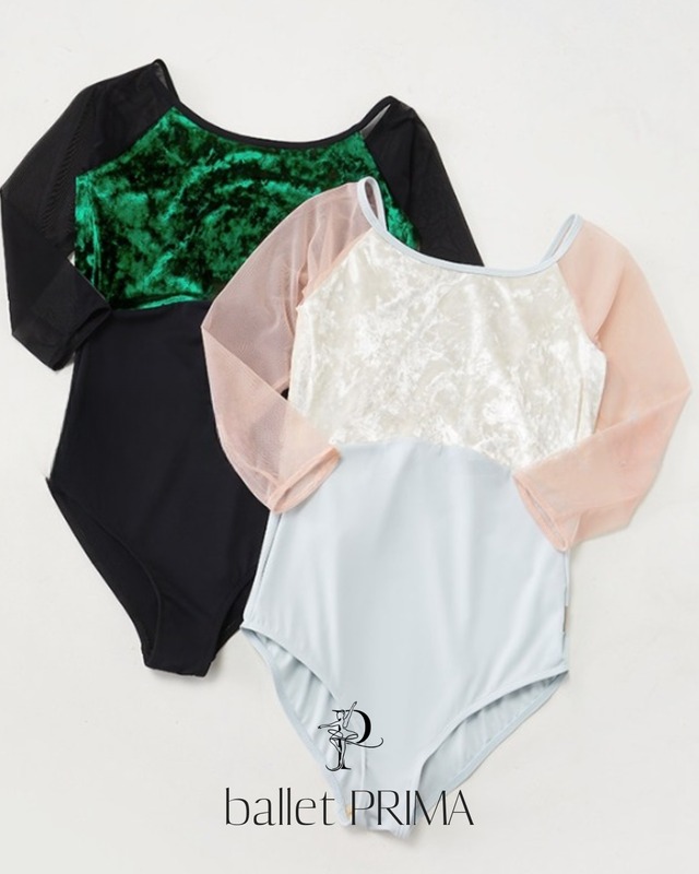 【二の腕カバー】【dancelab kiki】Velvet Color-Blocking Leotard 2color P0383