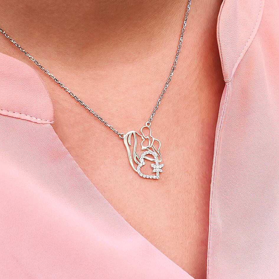 【親子ネックレス】SV925 ネックレス 親子ネックレス ペンダント シルバー SV925 キュービック モアサナイト 天然ダイヤモンド