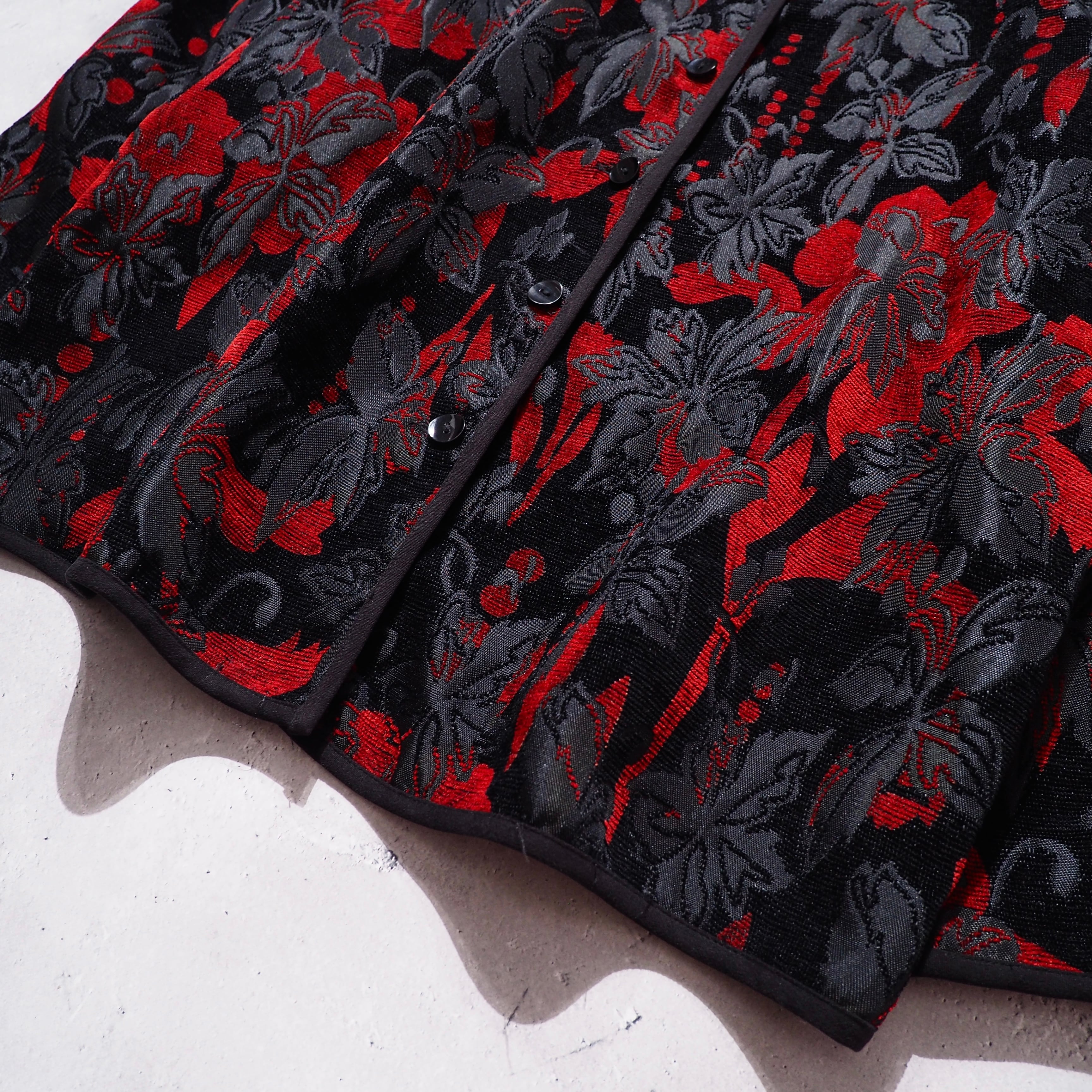 " 両面 - Reversible " Beautiful Flower Embbossed vintage Velours jacket