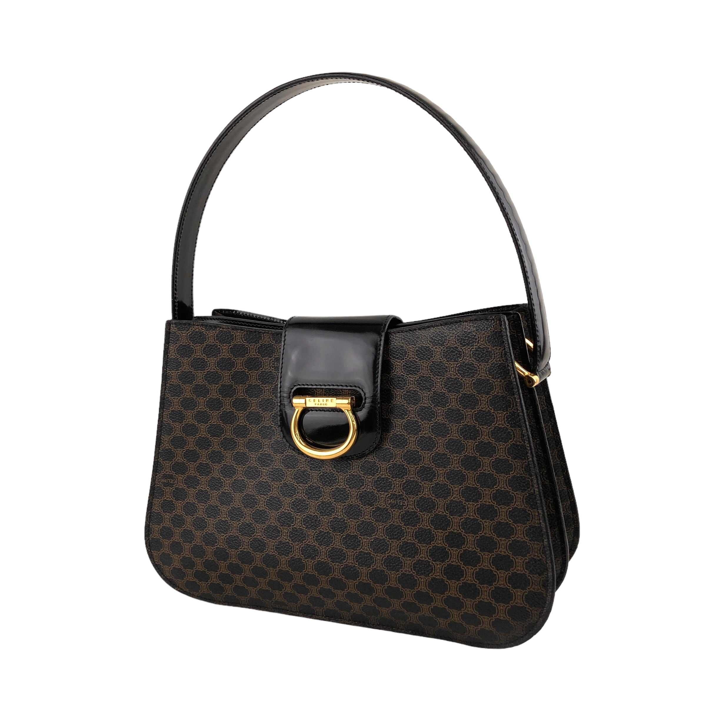 CELINE セリーヌ マカダム ショルダーバッグ ブラック ホースビット