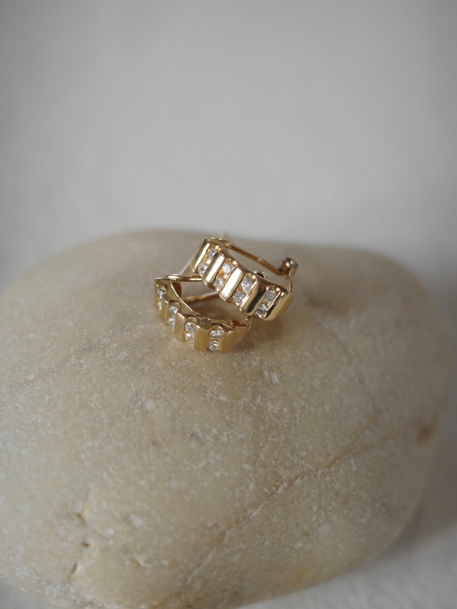 <vintage silver925>cz gold mini design pierce