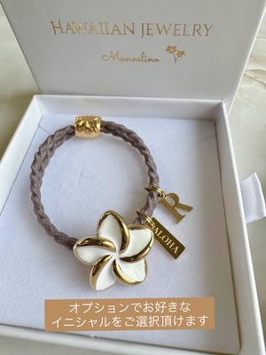 【3color】White plumeria hair accessory Hawaiian jewelry(ハワイアンジュエリーホワイトプルメリアヘアゴム)