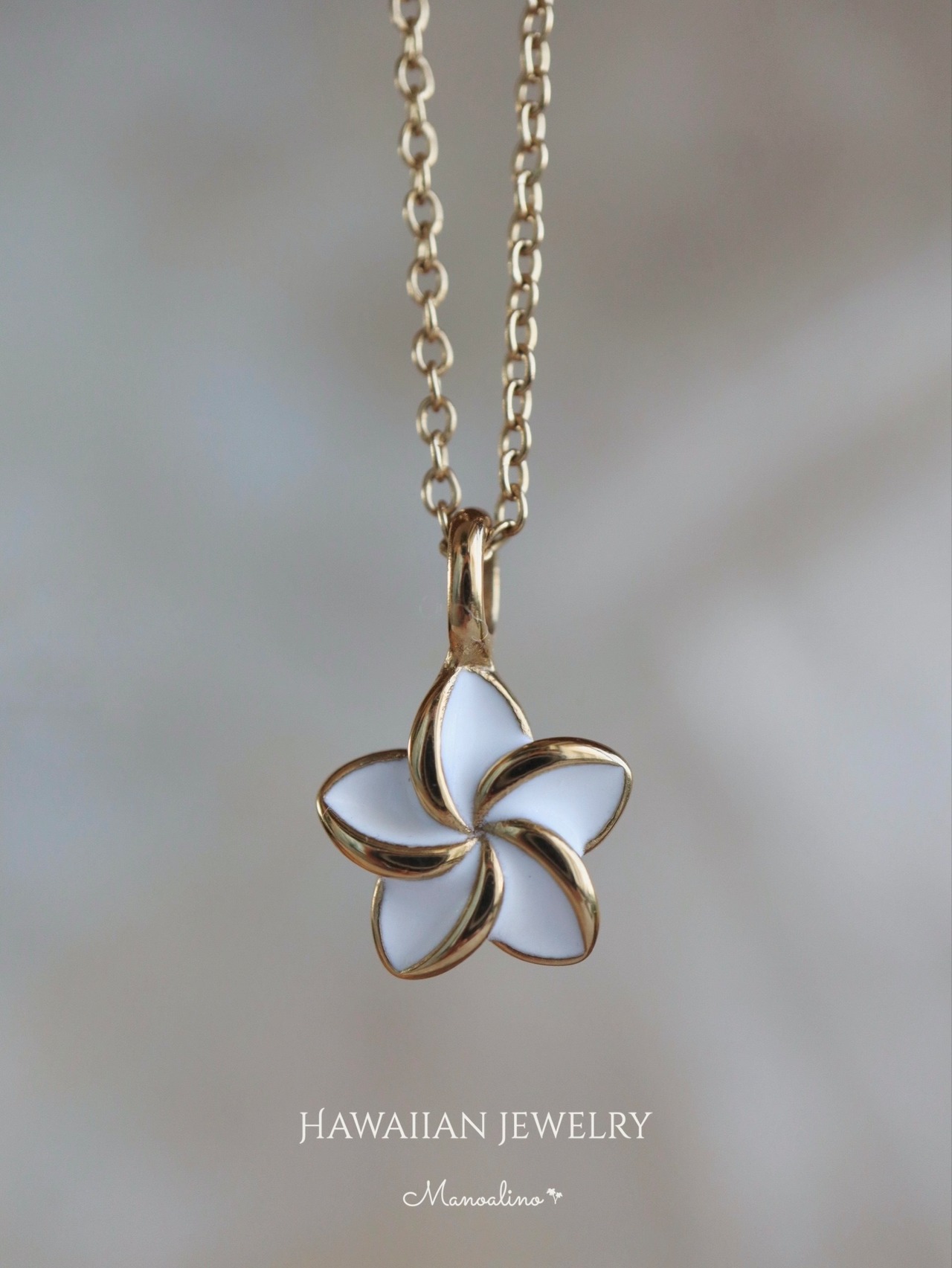 White plumeria Necklace Hawaiian jewelry(ハワイアンジュエリーホワイトプルメリアネックレス)