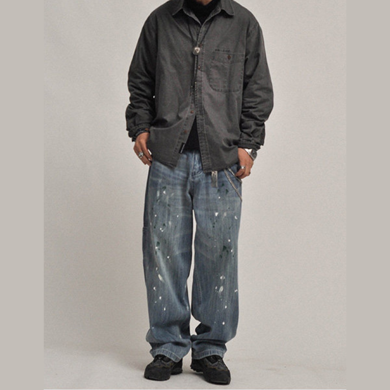 ペイントスプラッシュ・ワイドデニム N3604 - 2