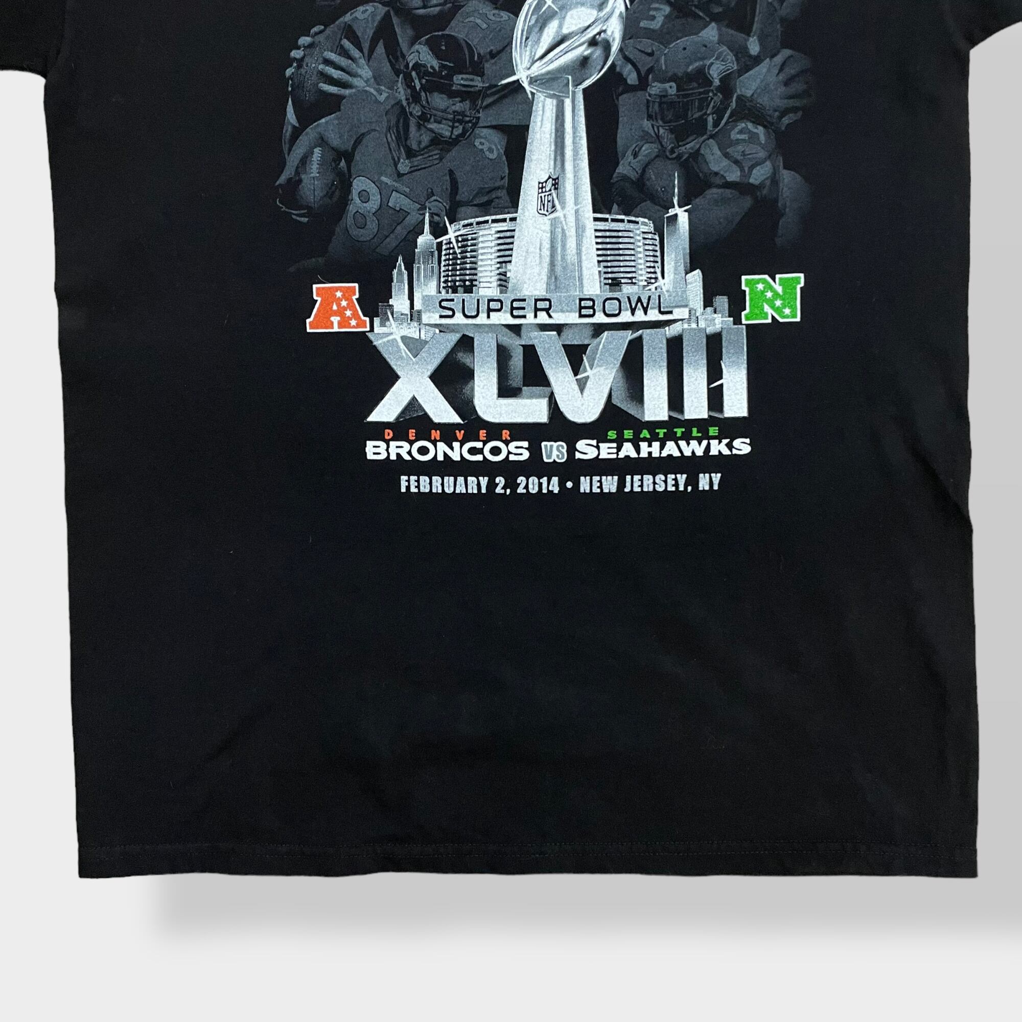 AAA】NFL 2014 Super Bowl スーパーボウル プリント Tシャツ 両面