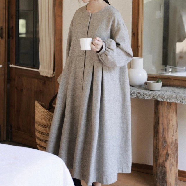 リラクシーワイドプリーツワンピース　T0129