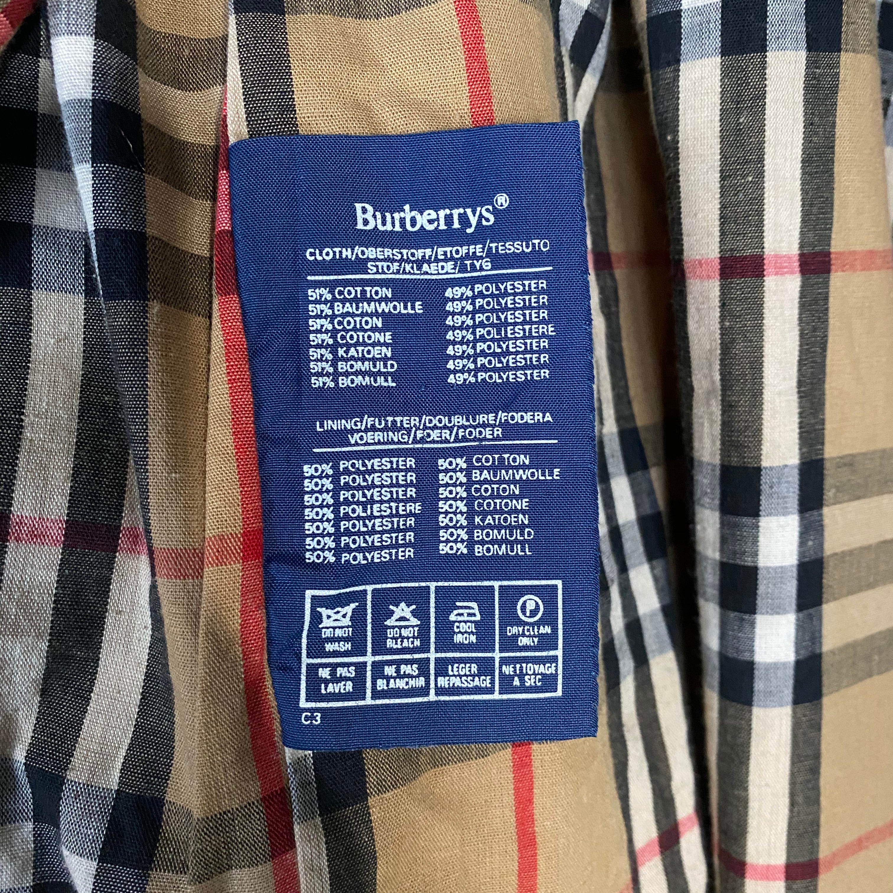 Burberry ネイビーステンカラーコート チェック裏地　M相当 ビンテージ 英国製 Burberry's バーバリー ステンカラーコート バルマ