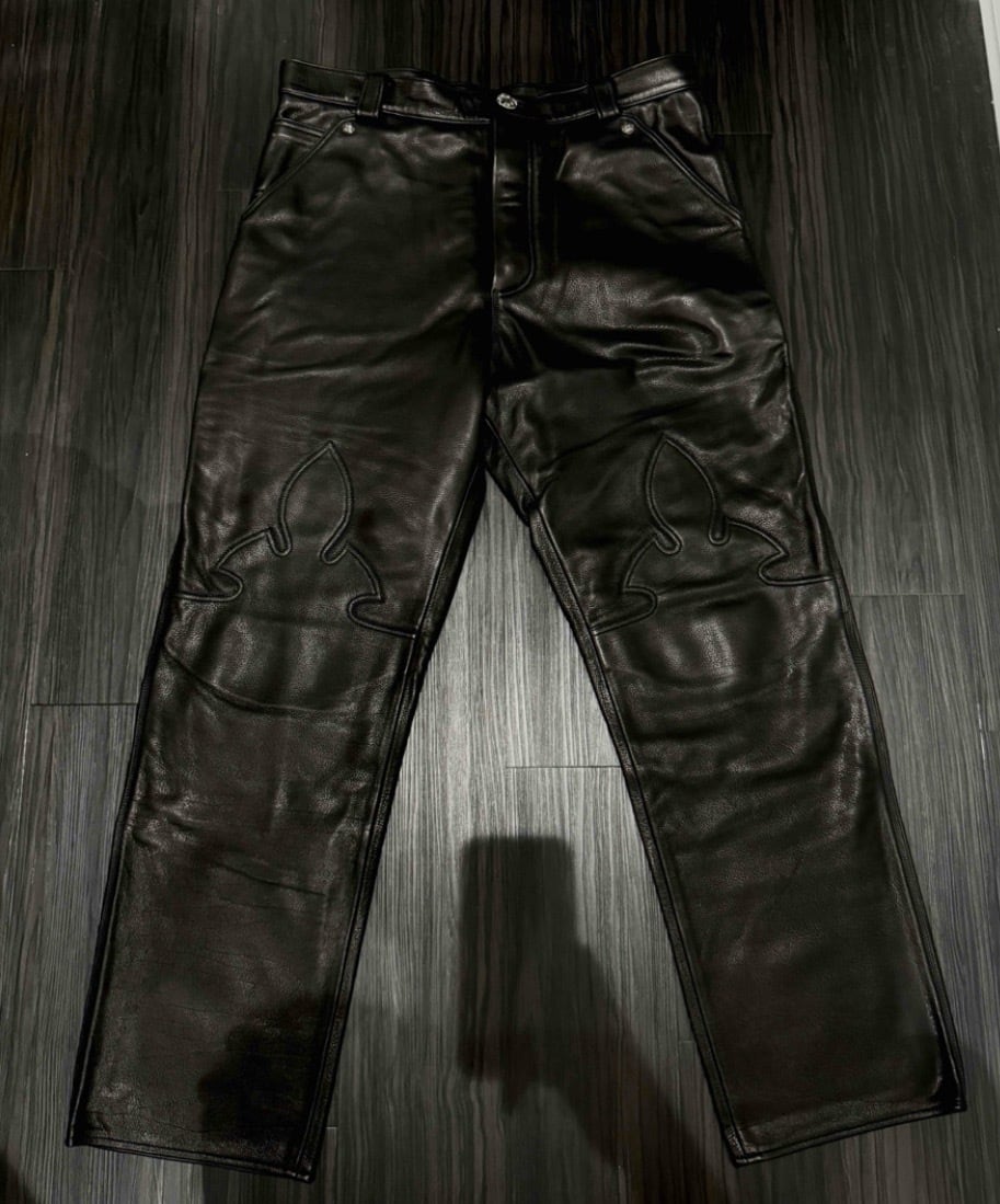 CHROME HEARTS クロムハーツ フレアニー レザーカーペンターパンツ