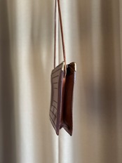 vintage brown leather square shoulder bag-5137-7