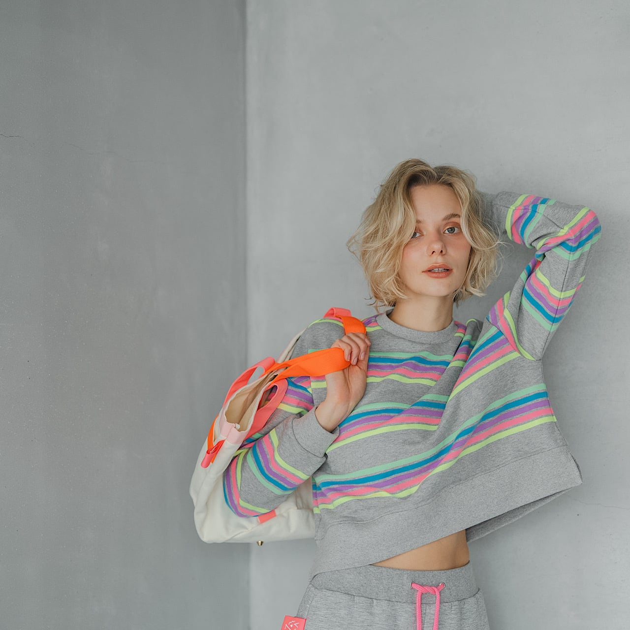 カラフルボーダートップス(グレー) | LINKABLE