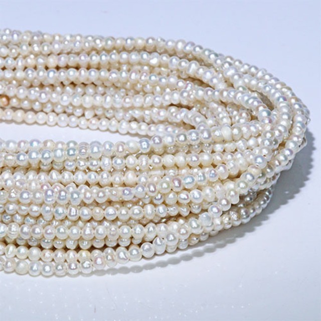 〔E1-101〕約3.5-4mm 淡水パール 真珠 連材 1連売り ワイヤー線通し【ランダム発送】