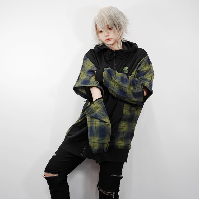 3WAY GREEN CHECK ZIP OUTER【袖切り離し可能】