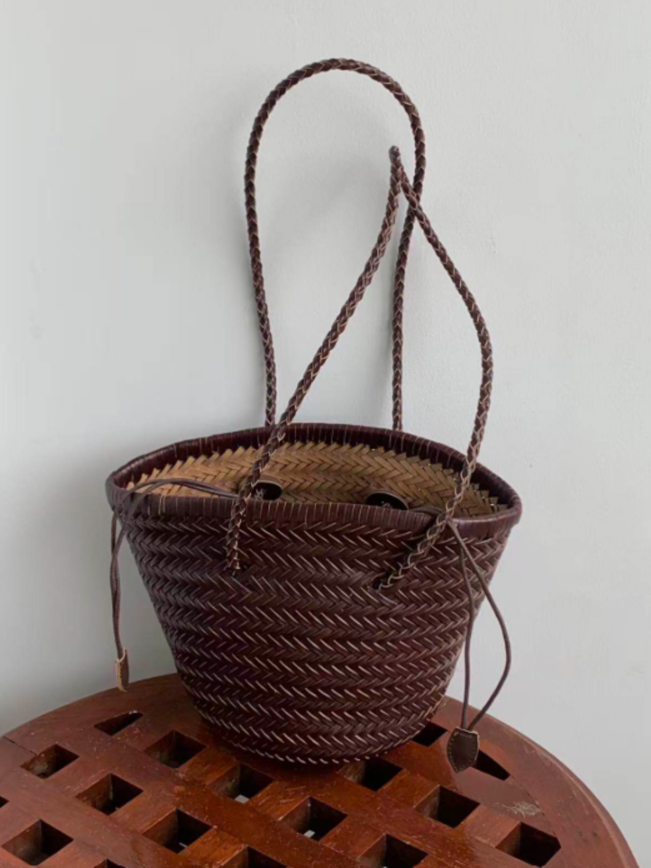 Panier Tressé Woven Leather Tote F0725