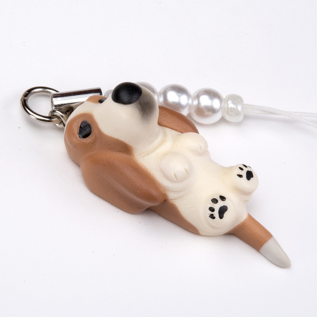 Dog 92 Basset Hound バセットハウンド レモンホワイト ビーズ ストラップ DN-4301