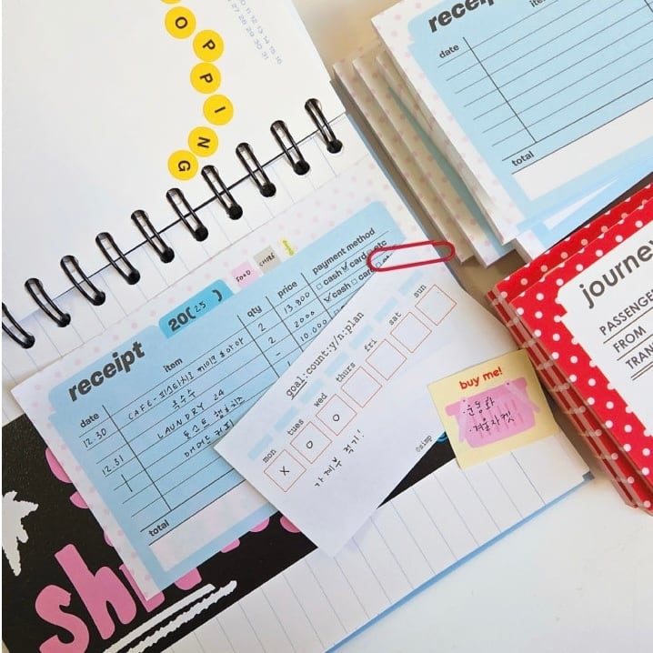 simp】メモ帳 FOLDER 레코드（RECEIPT , JOURNEY） | 韓国文具・雑貨