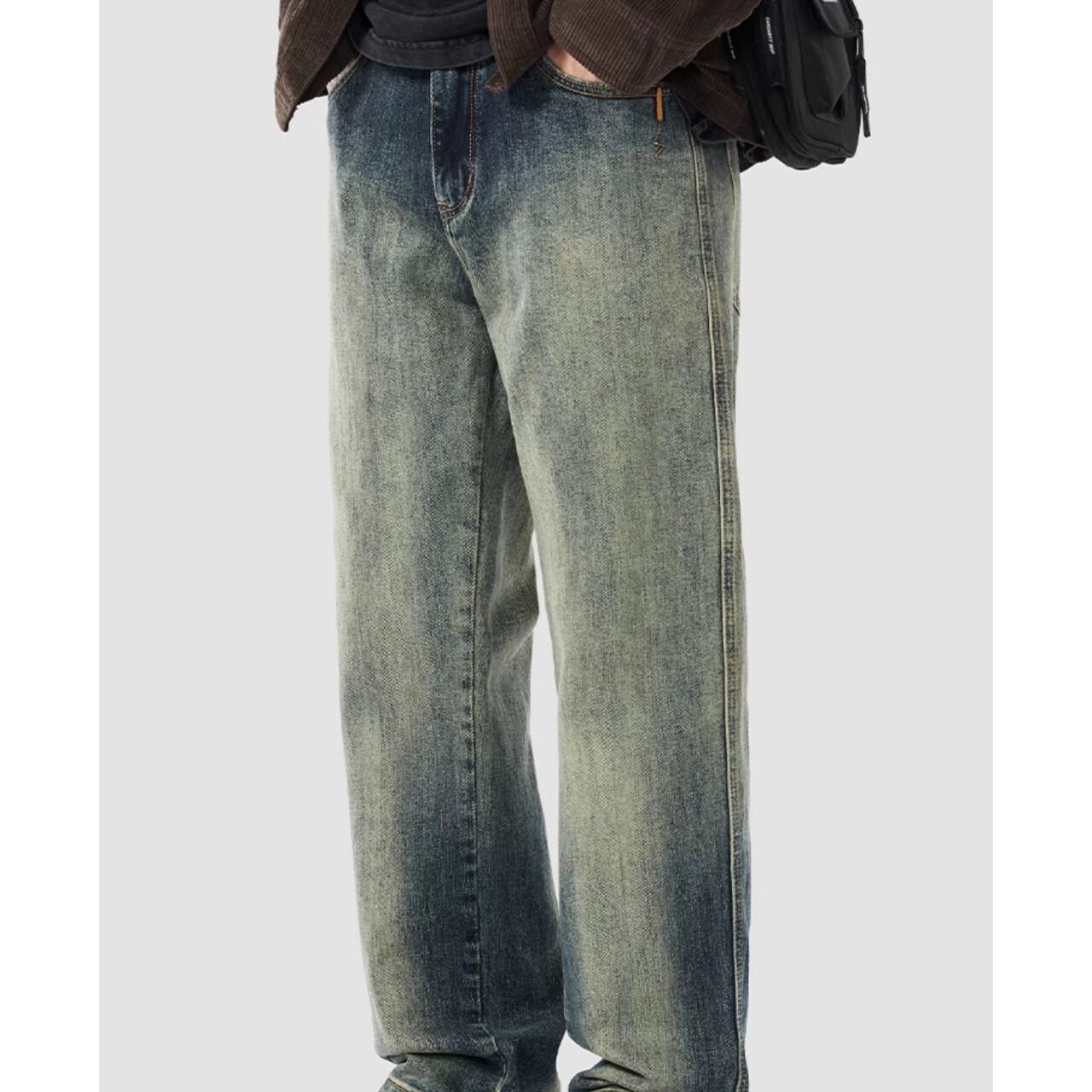 ヴィンテージ加工 ルーズフィット ワイドレッグパンツ 00194