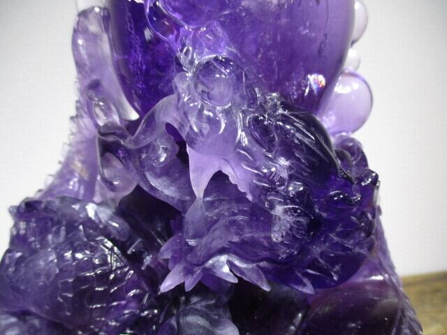 [送料無料][高品質][超美品] 総高約35cm 特大アメシスト龍