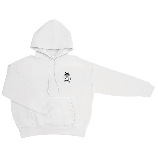 drowsy.. FRONT SMALL DOG LOGO HOODIE（WH×BK） / 22AW / WH