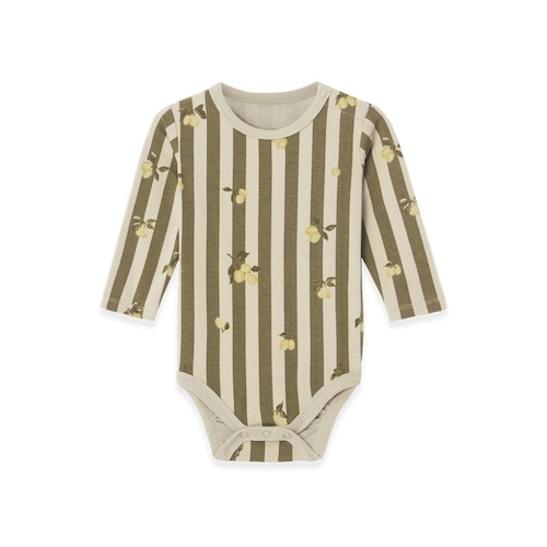 Jersey LS Body [ Stripe Prune ] / garbo&friends    [ ガルボアンドフレンズ ベビー服 ロンパース 出産準備]