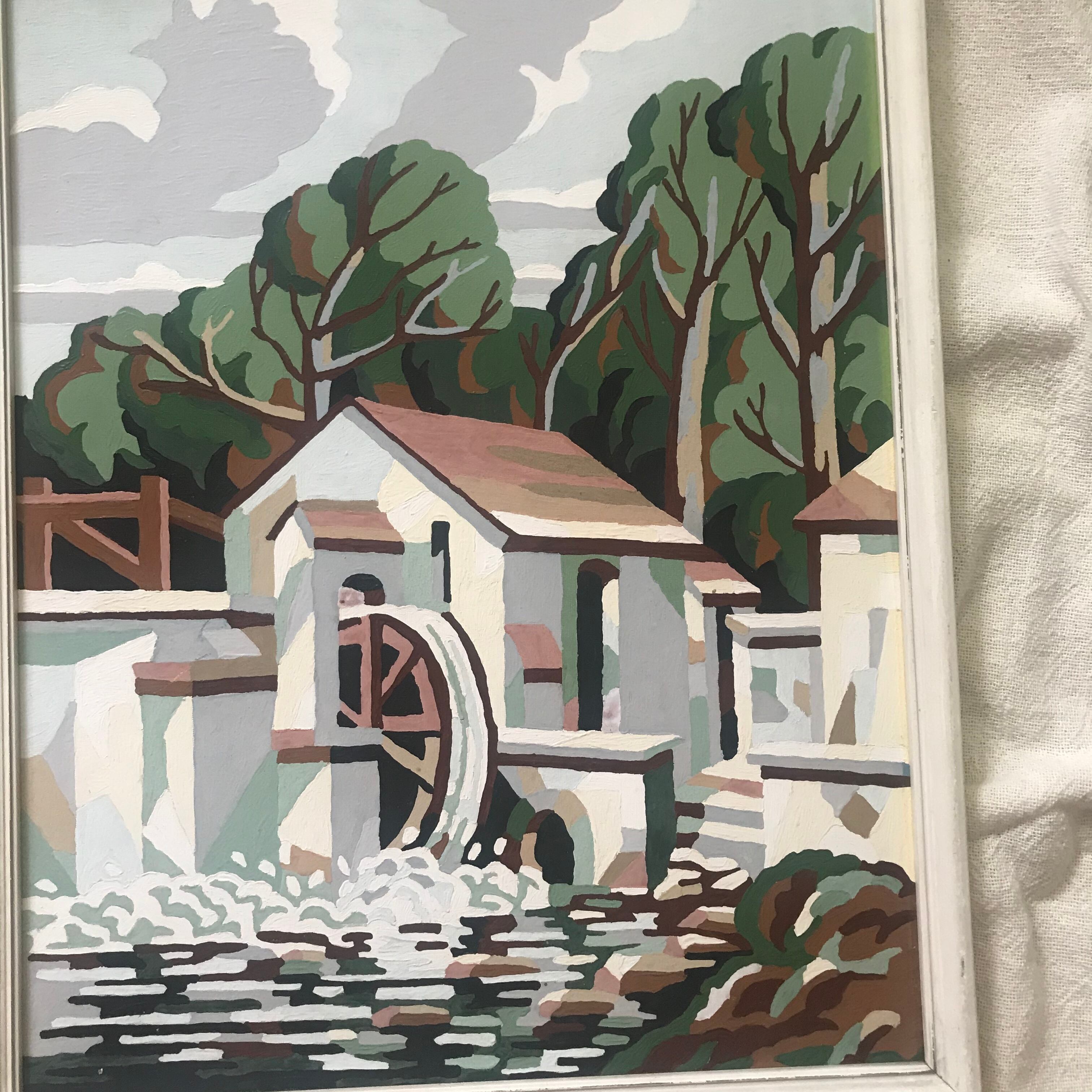 油絵 「白い風車小屋」サイズF6
