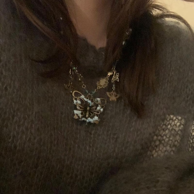 Somedayif中世のヴィンテージ蝶のネックレス