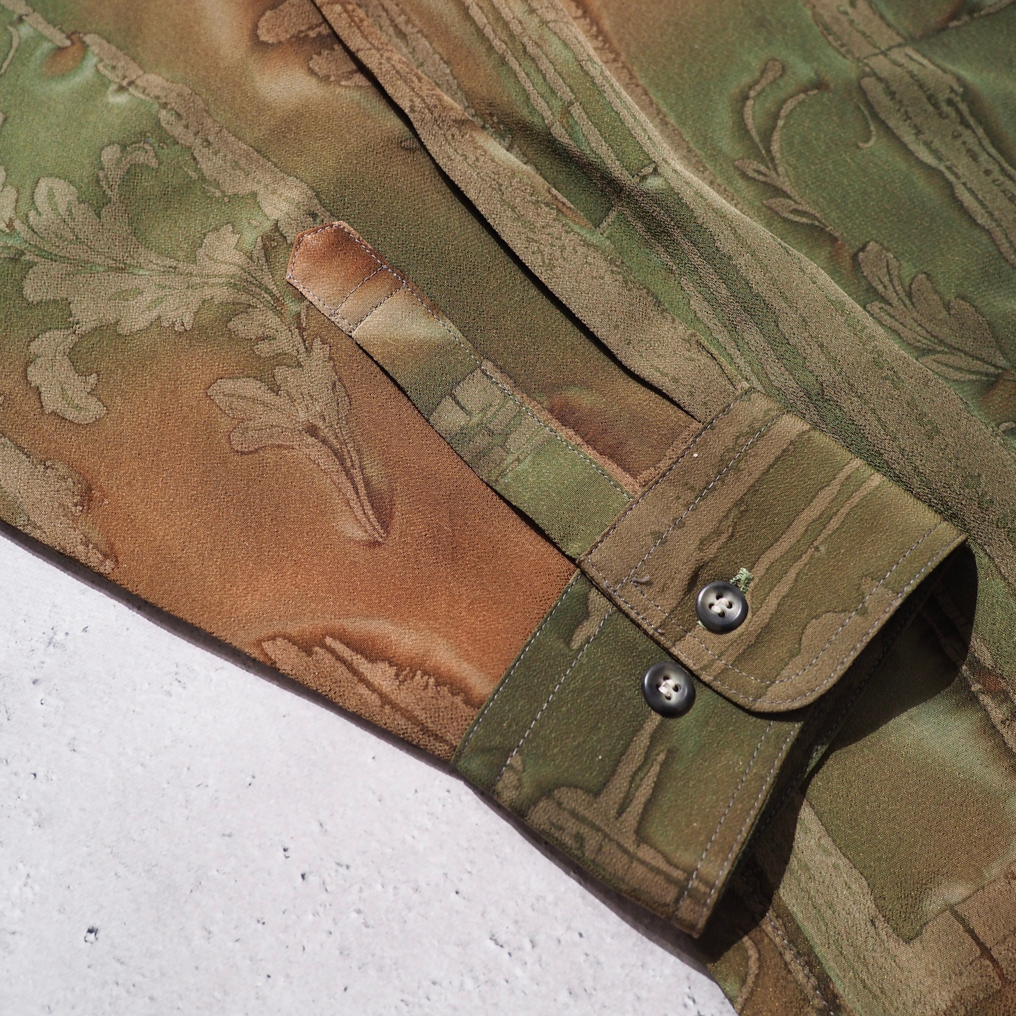 1980 - 90s ” 滲み ” Geometric patterns vintage Drape loose shirt