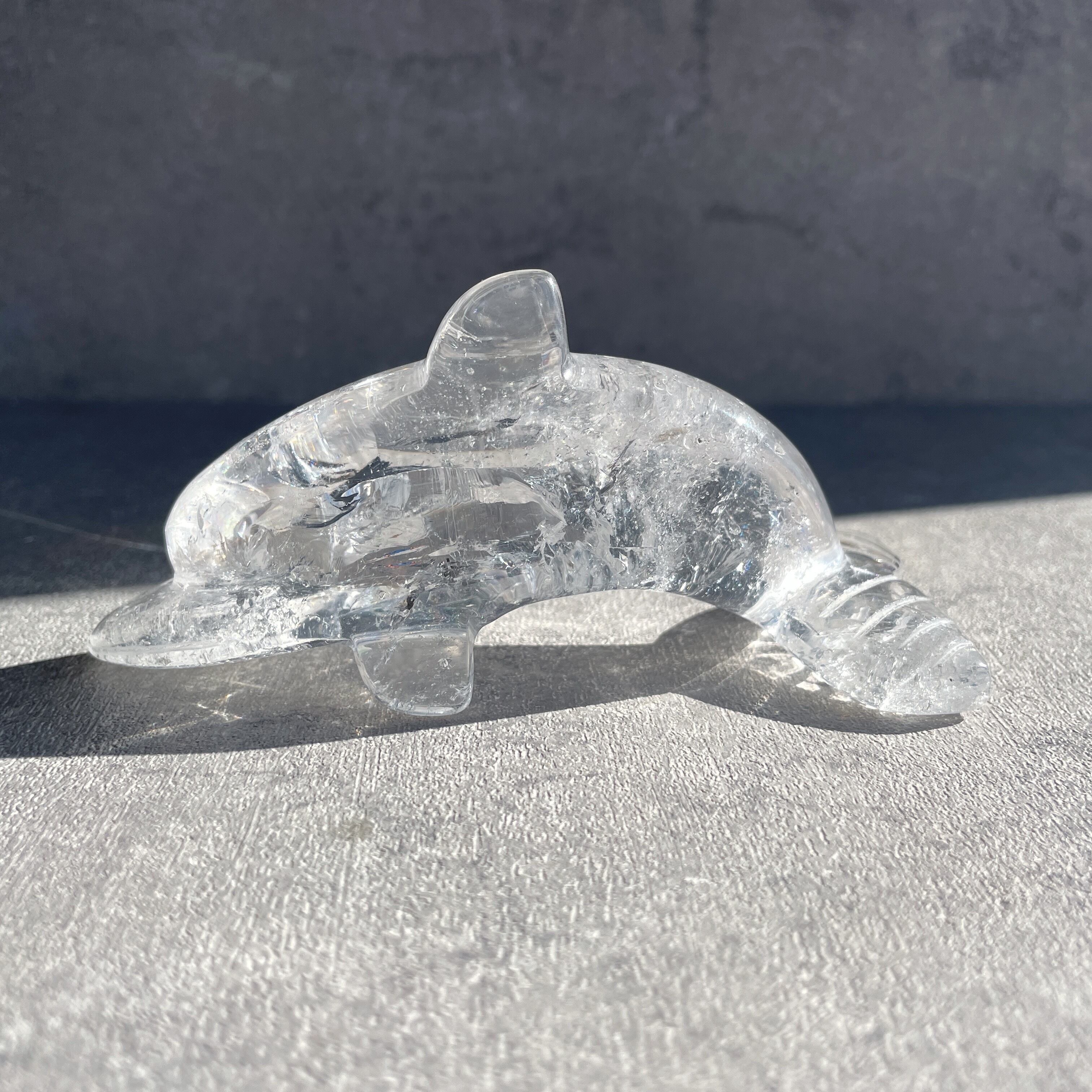 虹すごい◎ミナスジェライス産クリアクォーツ イルカ11◇Clear Quartz◇ 天然石・パワーストーン