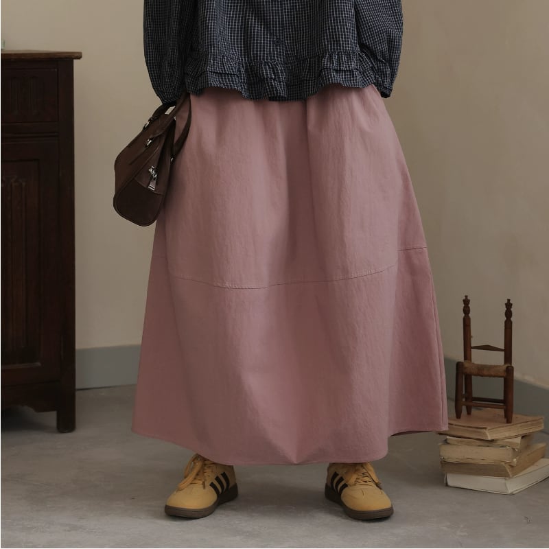 ハイウエストデザインミディアム丈Aラインスカート M1976