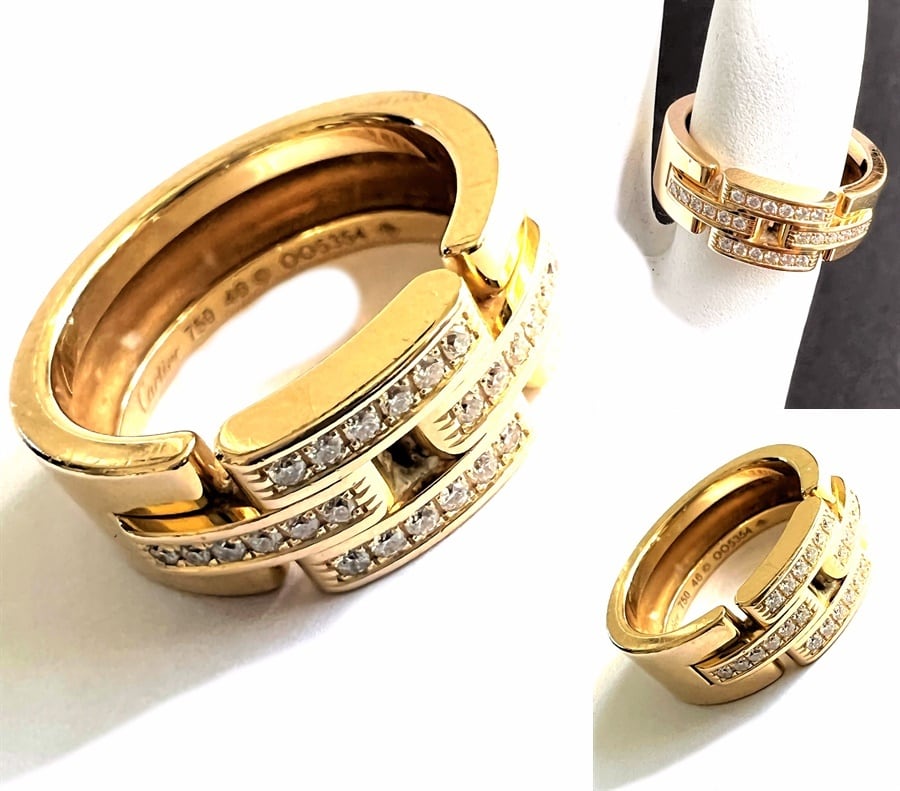 CARTIER カルティエ マイヨン パンテール リング 3連 パヴェ