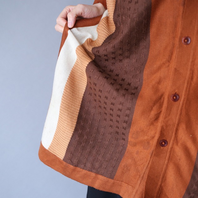 XXXXL super over silhouette  switching knit design h/s shirt