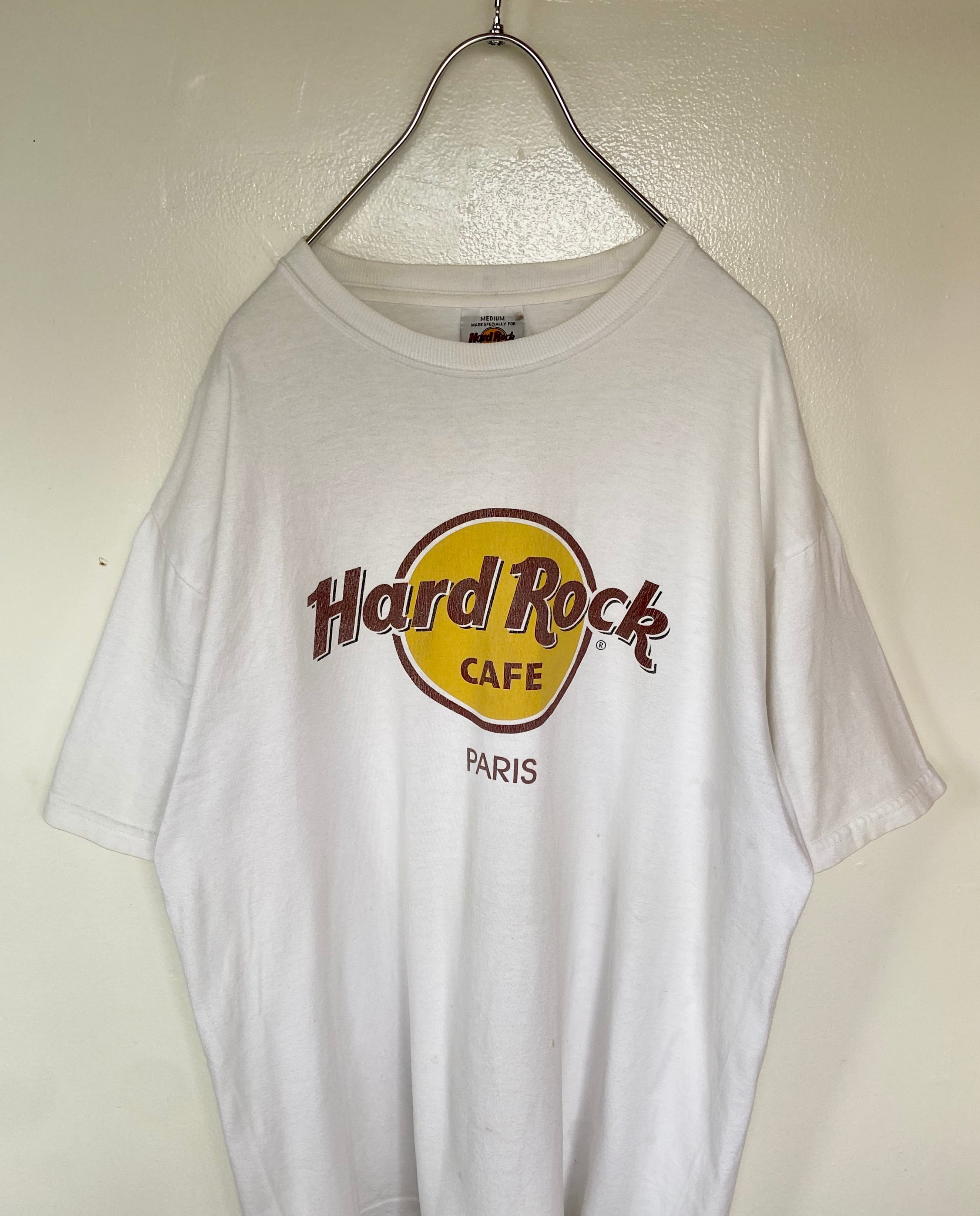 古着 Hard Rock Cafe/ハードロックカフェ 半袖 白Tシャツ 定番ロゴ プリントシャツ